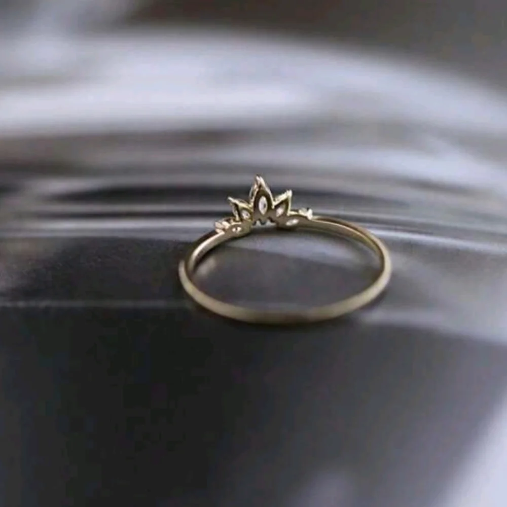 Size 7 .925 Sterling Silver Rose Gold CZ Marquise Floral Bloom Dainty Ring NWOT